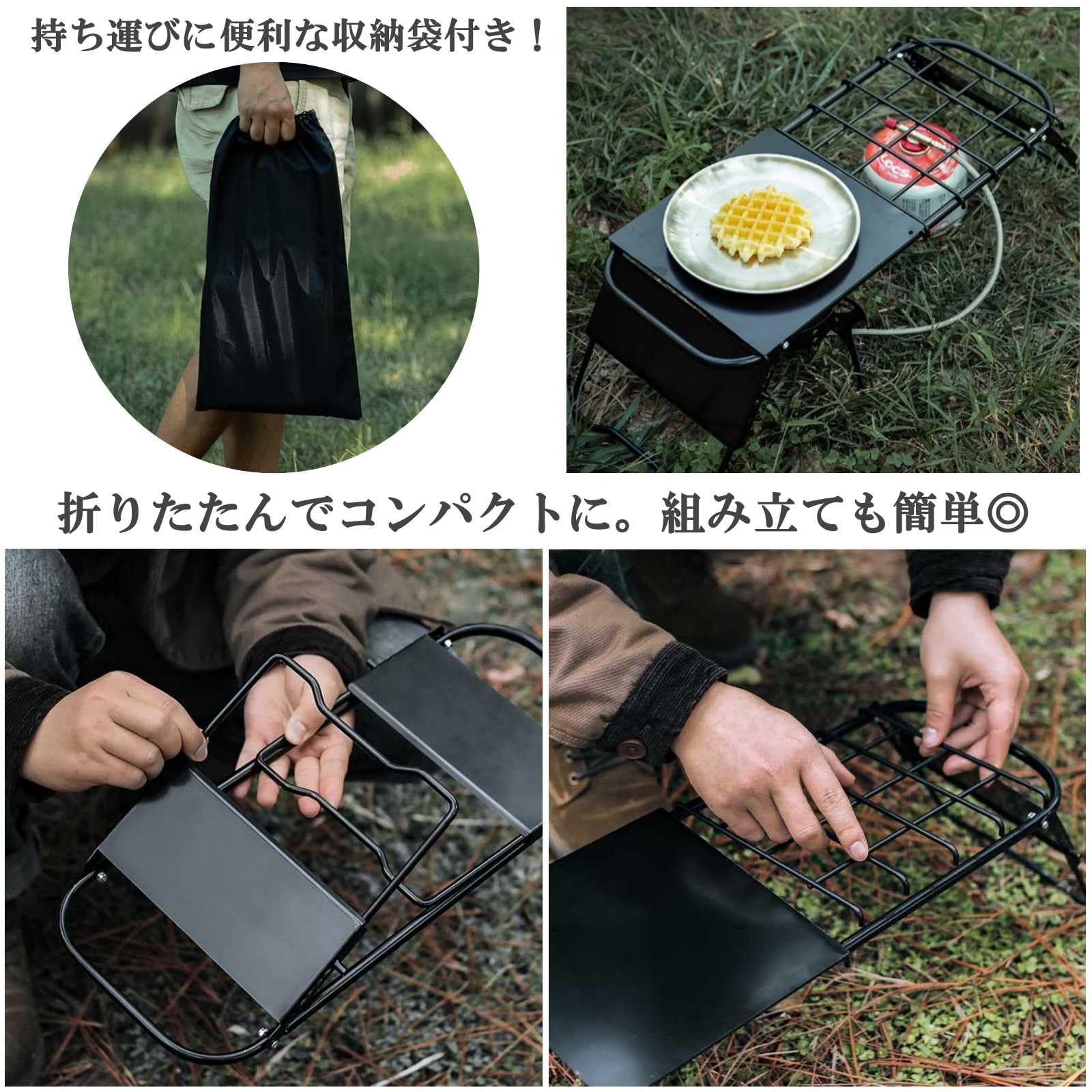 Amazon.co.jp: ルナリ ミニテーブル ソロキャンプ ローテーブル