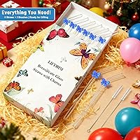 Vista 7 de Lindas pajitas de vidrio con lazos