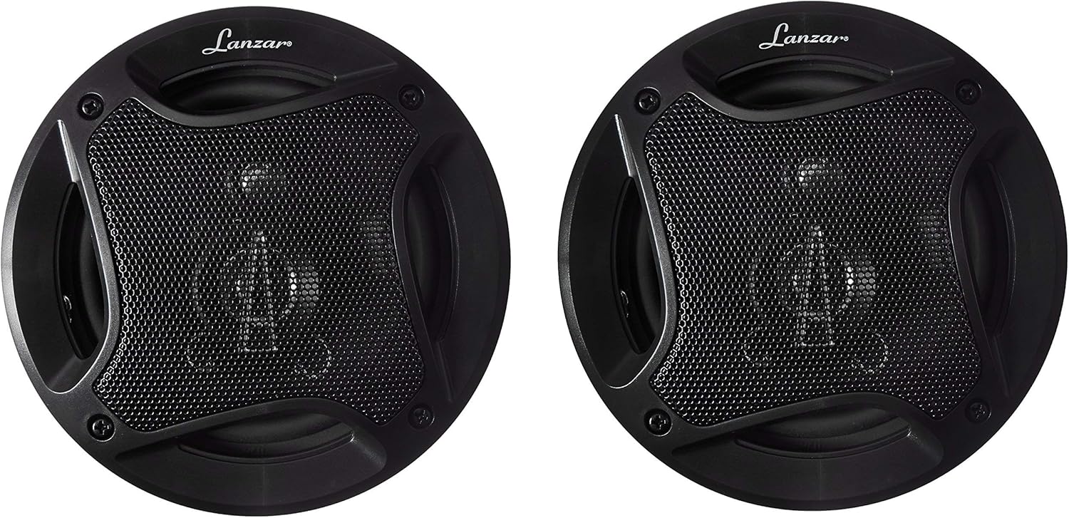 Lanzar Upgraded Standard 6.5" 3 Way Triaxial Speakers - Full Range Sound w/ 200 Watts and 4 Ohms Impedance 2” Titanium Cone Midrange 65 - 20 kHz Frequency Response and 15 Oz Magnet Structure - MX63