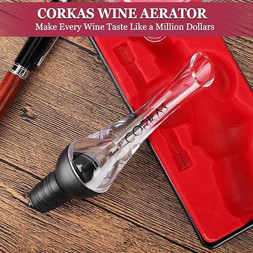 Miniatura 5 de CORKAS Aireador de vino de calidad profesional, vertedor de vino 2 en 1, aireador de vino y boquilla de decantador para airear vino al instante,