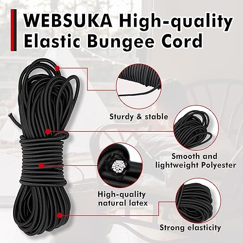 Miniatura 2 de Cuerda elástica elástica, cuerda elástica resistente, cuerdas elásticas de poliéster para campamento, tiendas de campaña, carga, cuerda elástica