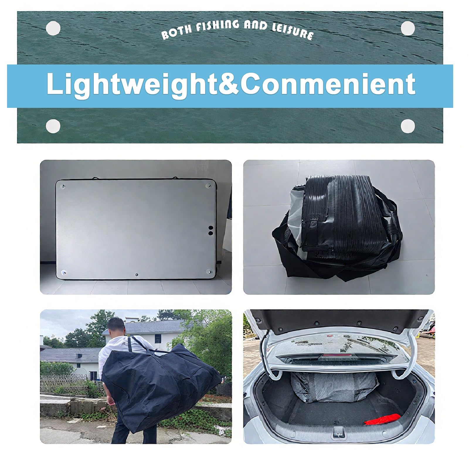 Quai de pêche gonflable – Capacité de 220/380 kg | Pont en PVC épais | Double pontons | Idéal pour la pêche sur le lac, les fêtes à la piscine et l'utilisation sur la plage | Option 2 m/2,5 m