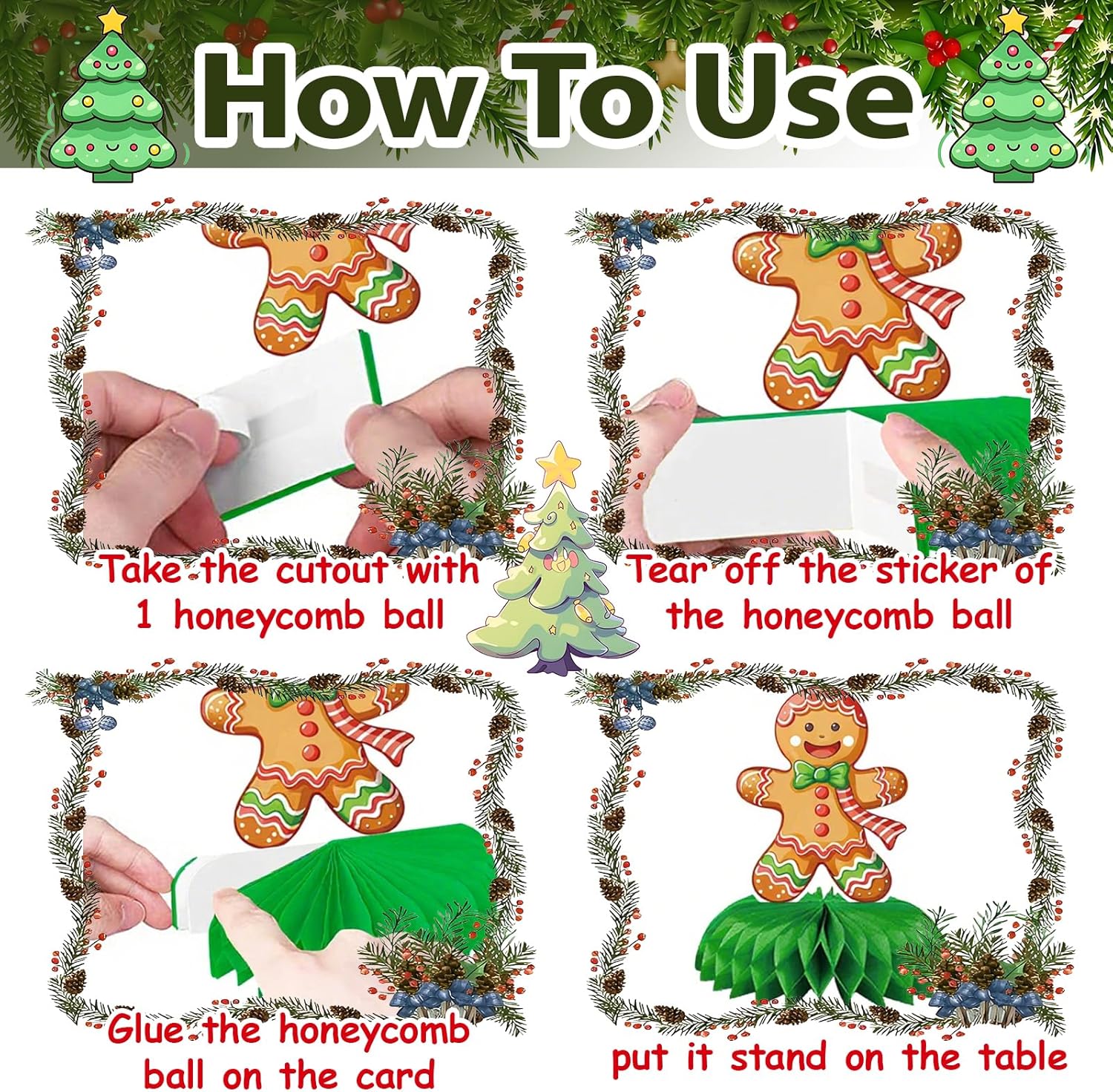 OIYUAMN Christmas Party Decorations Honeycomb Centerpieces, 9 PCS 3D Double-Side Xmas Snowman Table Decor, Santa Winter Honeycomb Ornaments for Merry Christmas Claus Themed Party Supplies - Image 4