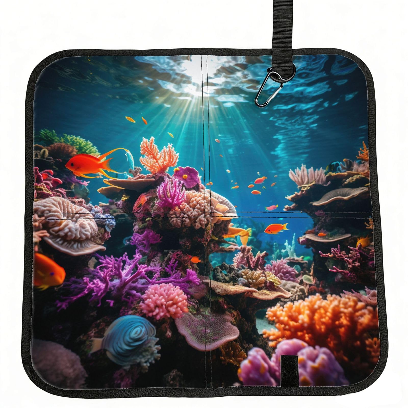 YGLHBDPBF Ocean Tropical Fish Print Camping seat cushion,Foldable Sitting Pads,Save Backpack Space for Hiking