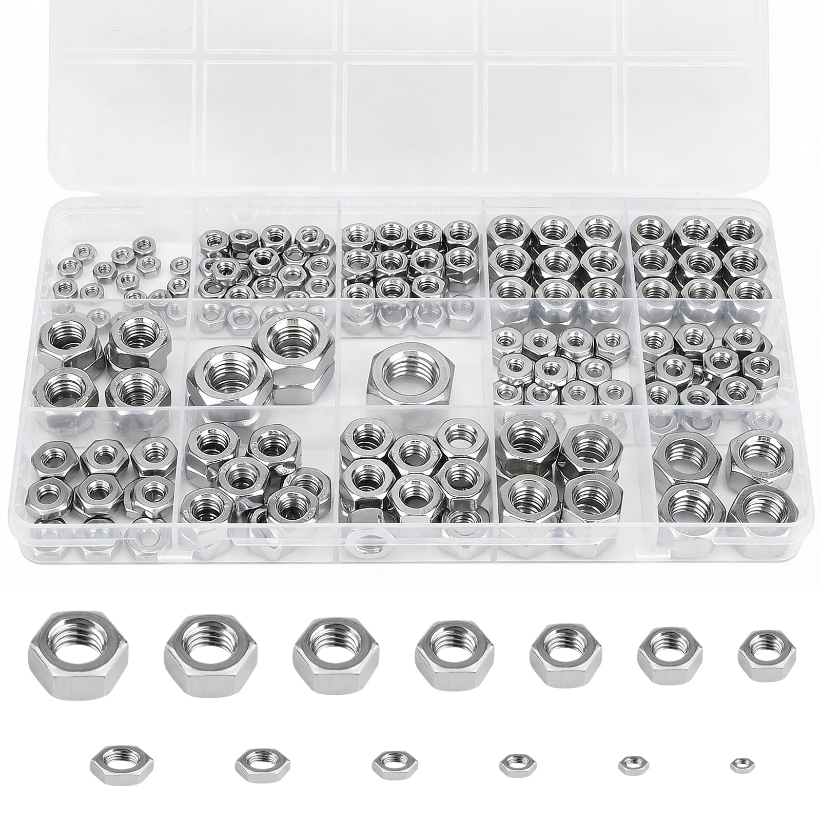 Stainless Steel Hex Nuts - 178 Pack -11 Stainless Steel Hex Nuts - 178 Pack -11