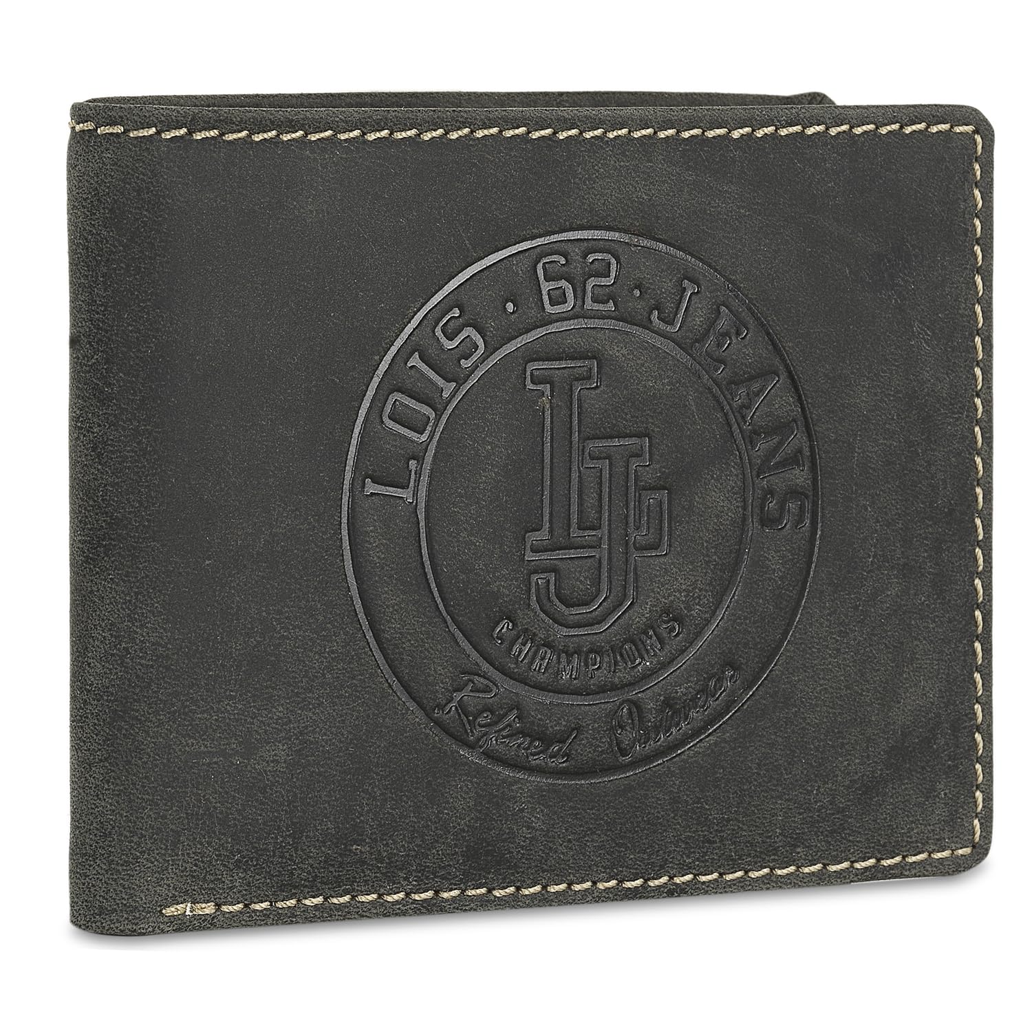 Lois - Cartera de Piel para Hombre - Cartera Hombre Piel con Monedero Interior y Tarjetero, diseño Slim, Cuero auténtico, Regalo Elegante. Proteccion RFID, Negro