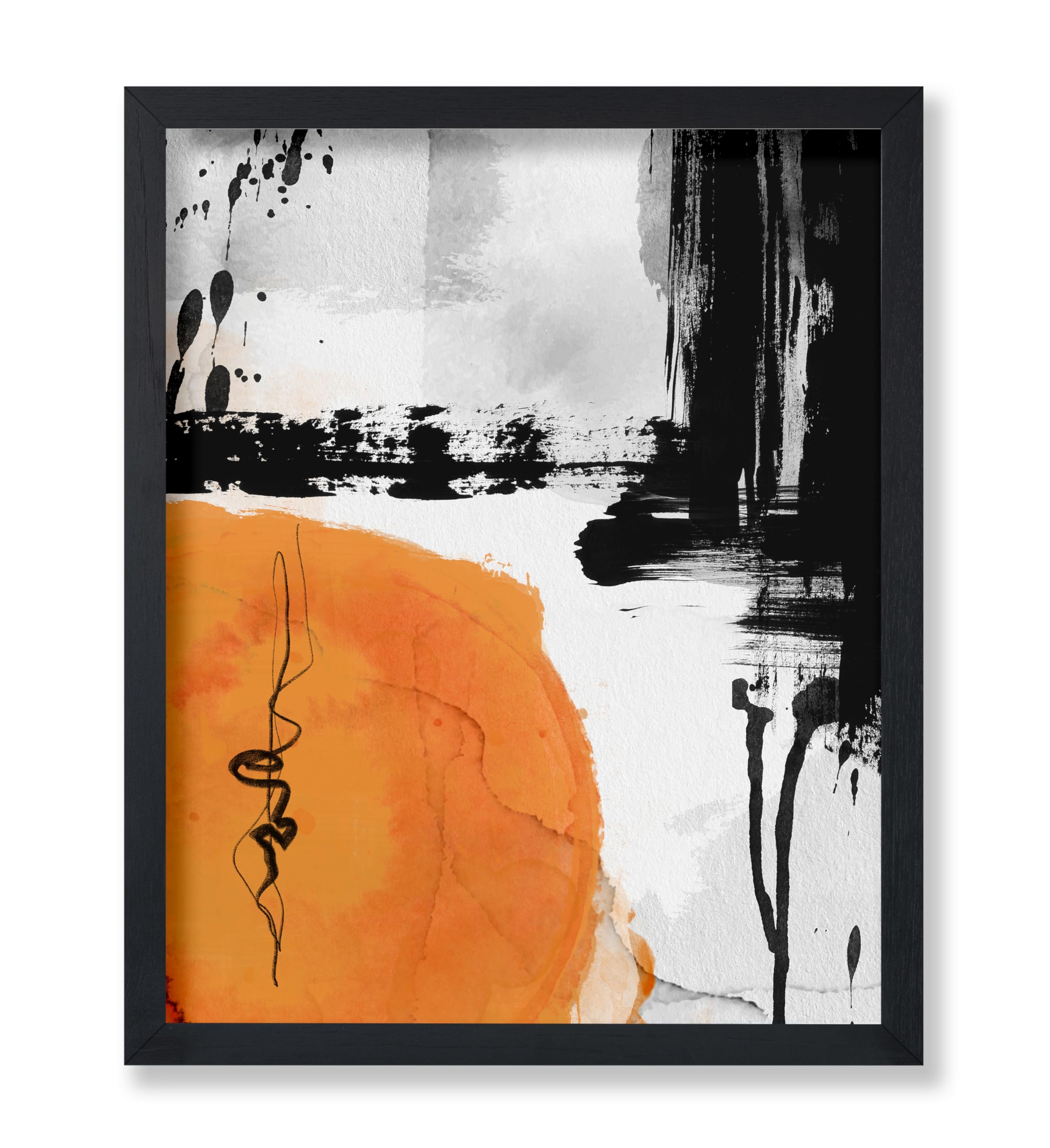 Poster Master Yellow Abstract Poster - Black Ink Print - Chic Boho Abstract Shapes Art - Watercolor Modern