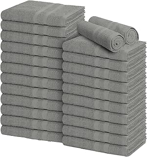Oakias Salon Towels Grey, 24 Pack, Not Bleach Proof, 16 x 27 Inches, Cotton Hand Towels, Highly Absorbent Gym and Hair Towels