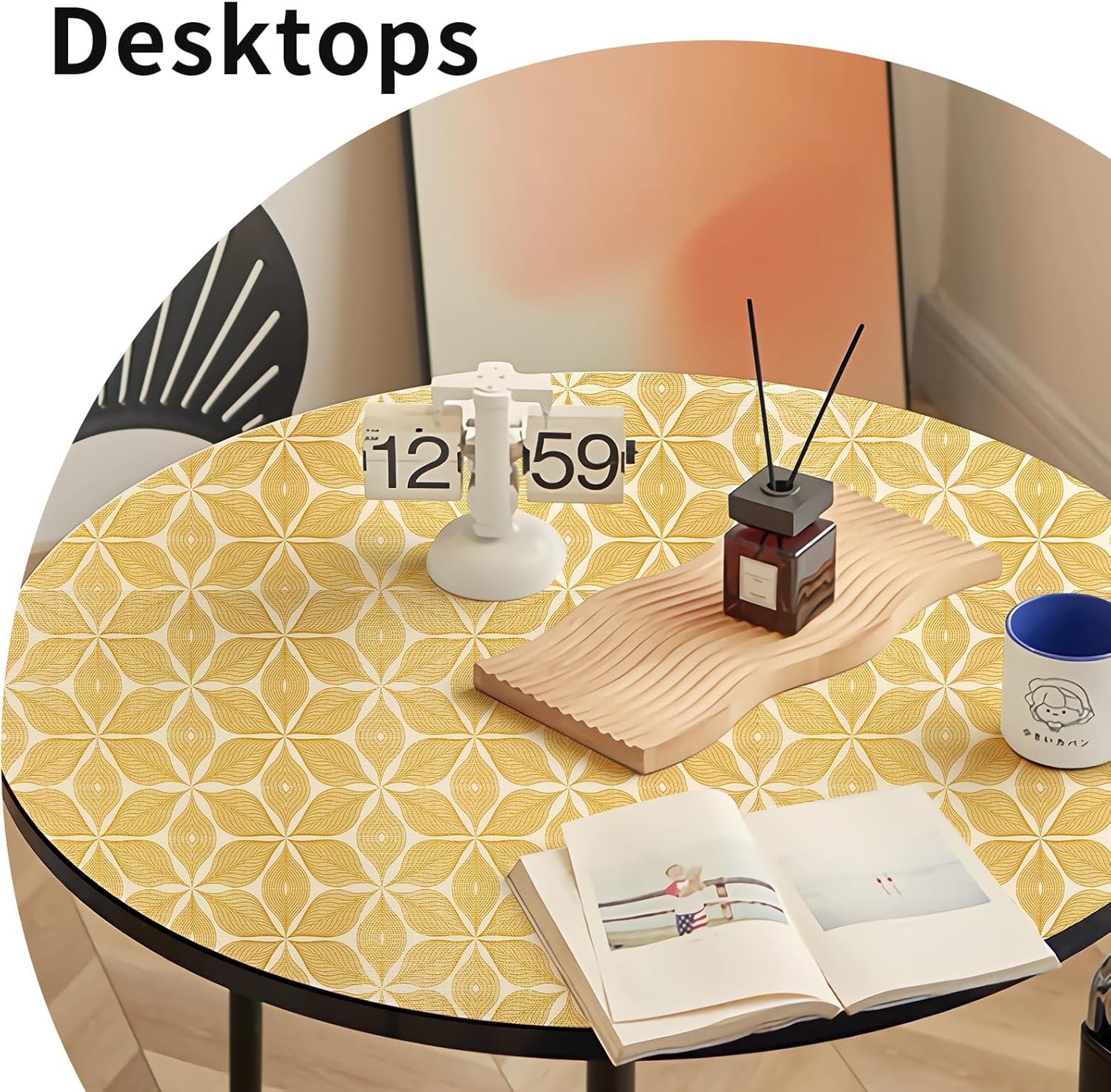 Shelf Liners for Kitchen Cabinets 23.62in x 39.5FT, Non Adhesive Cabinet Liner Strong Non-Slip Golden Leaf Drawer Liner, Easy to Clean for Shelf, Cabinet with Knife and Tape Measure