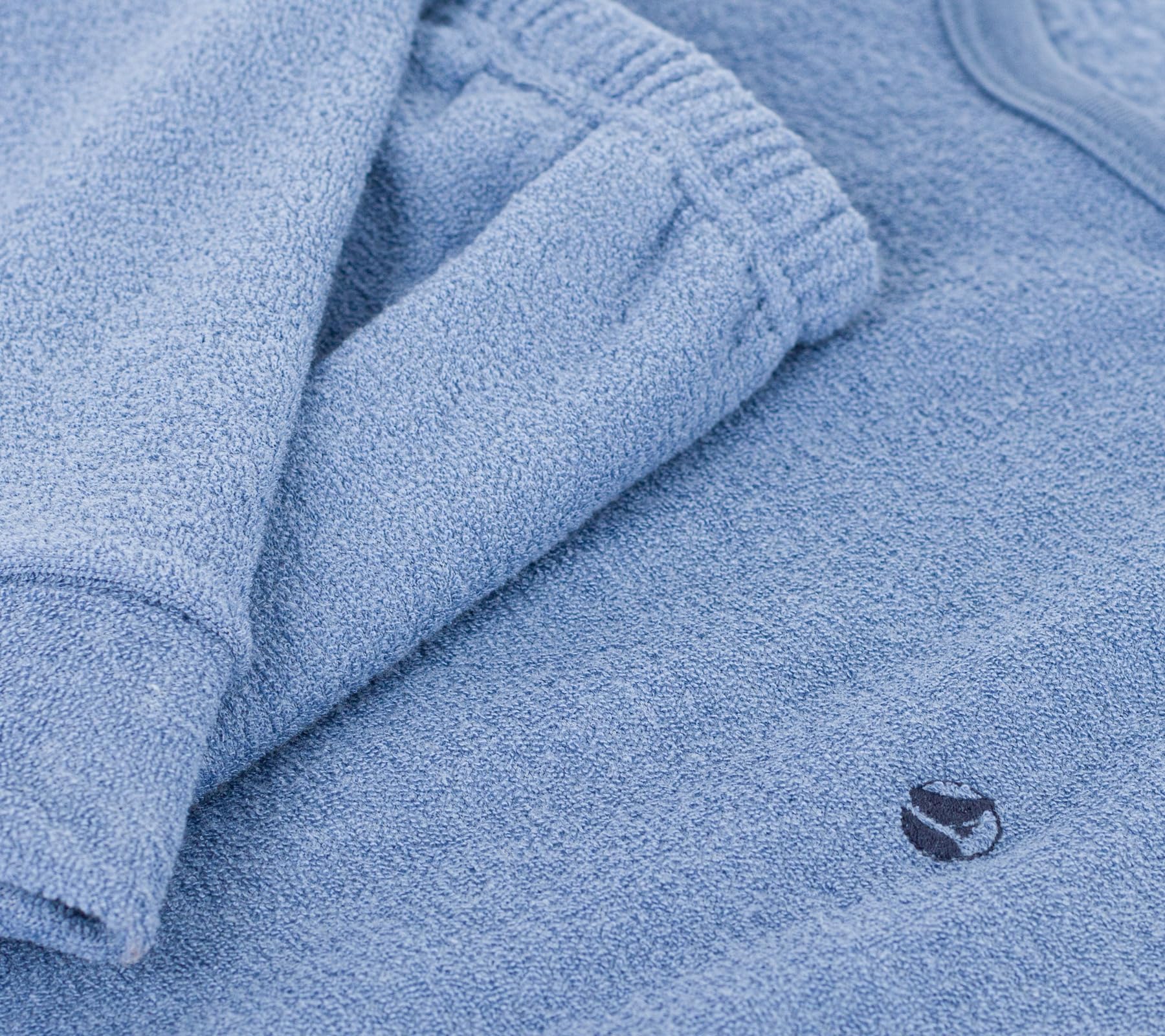 Petit Bateau Pigiama Bambino in Cotone Spugna Tinta Unita 14A, Blu