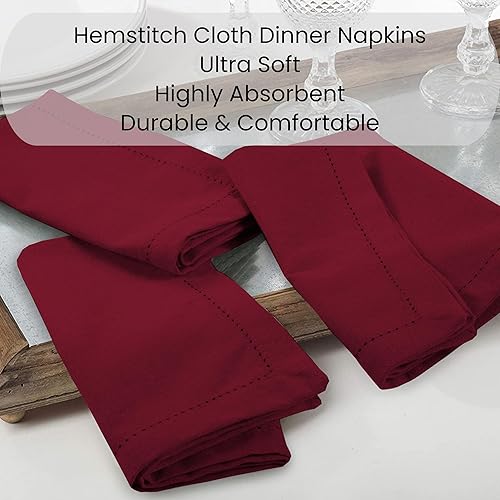 Miniatura 4 de Dine n Decor Juego de 12 servilletas de cena de tela con dobladillo, 100% algodón - suaves, duraderas, lavables - ideales para eventos, bodas, días