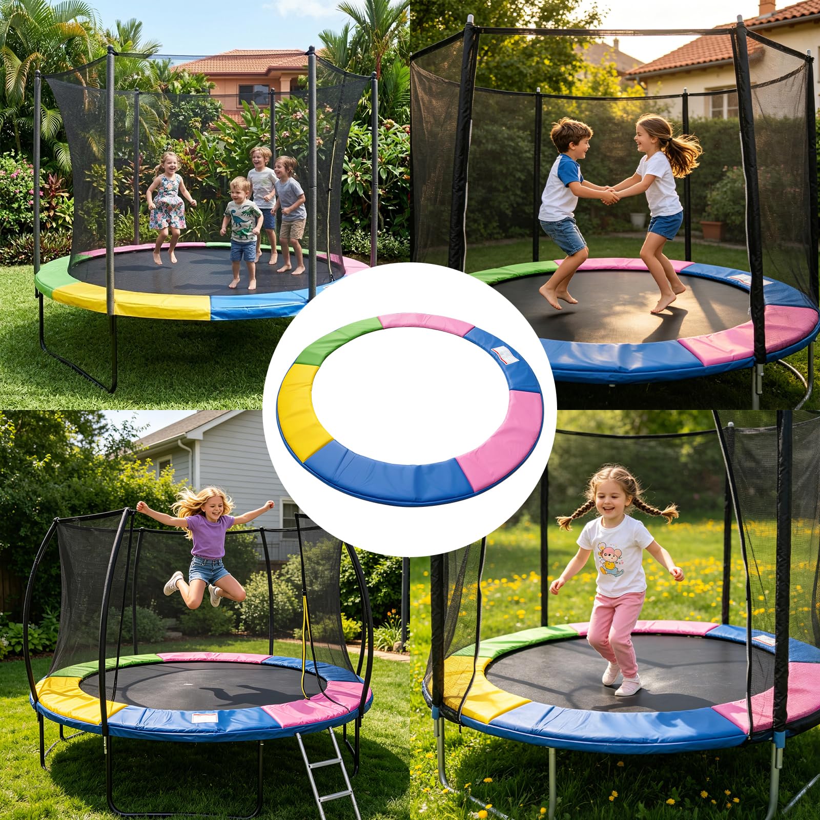NONMON Coussin de Protection Remplacement pour Trampoline Ø 244 305 366 397 427cm, Housse de Protection des Bords Indéchirable Couverture Rembourrage, Tapis de sécurité Résistant aux UV