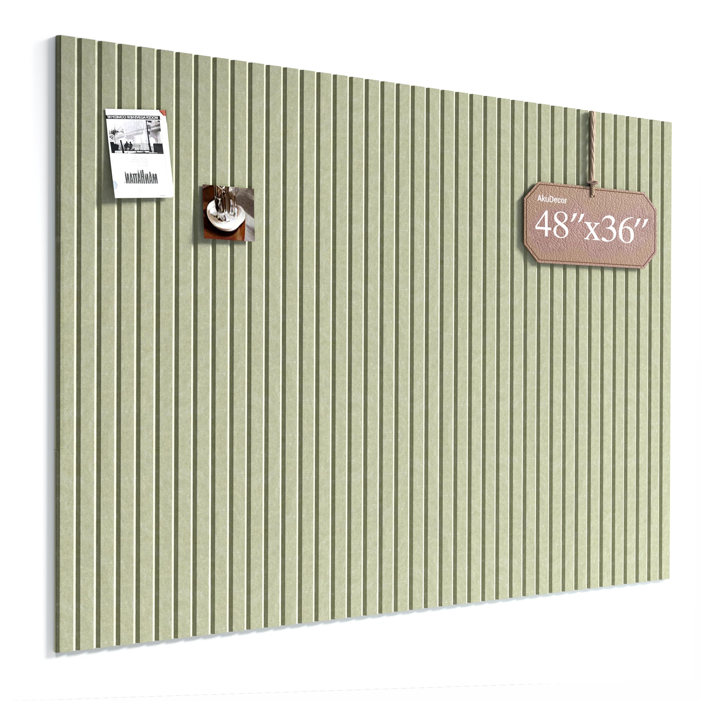 AkuDecor Large Cork Board for Walls 120 x 90cm, Sage Green — image 1