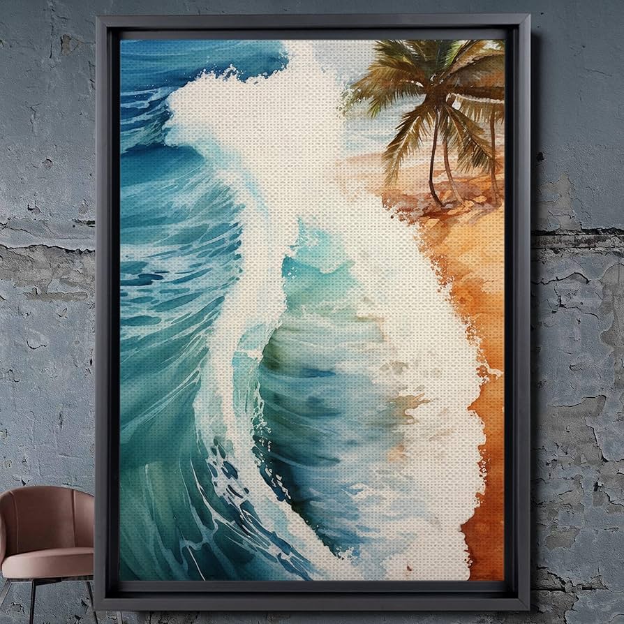 Amazon.com: Large ocean wave resin framed wall art, Seaside