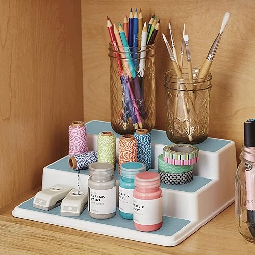 Miniatura 5 de Copco Basics organizador de 3niveles para despensa para armario de cocina para especias de 10pulgadas color verde azulado claro