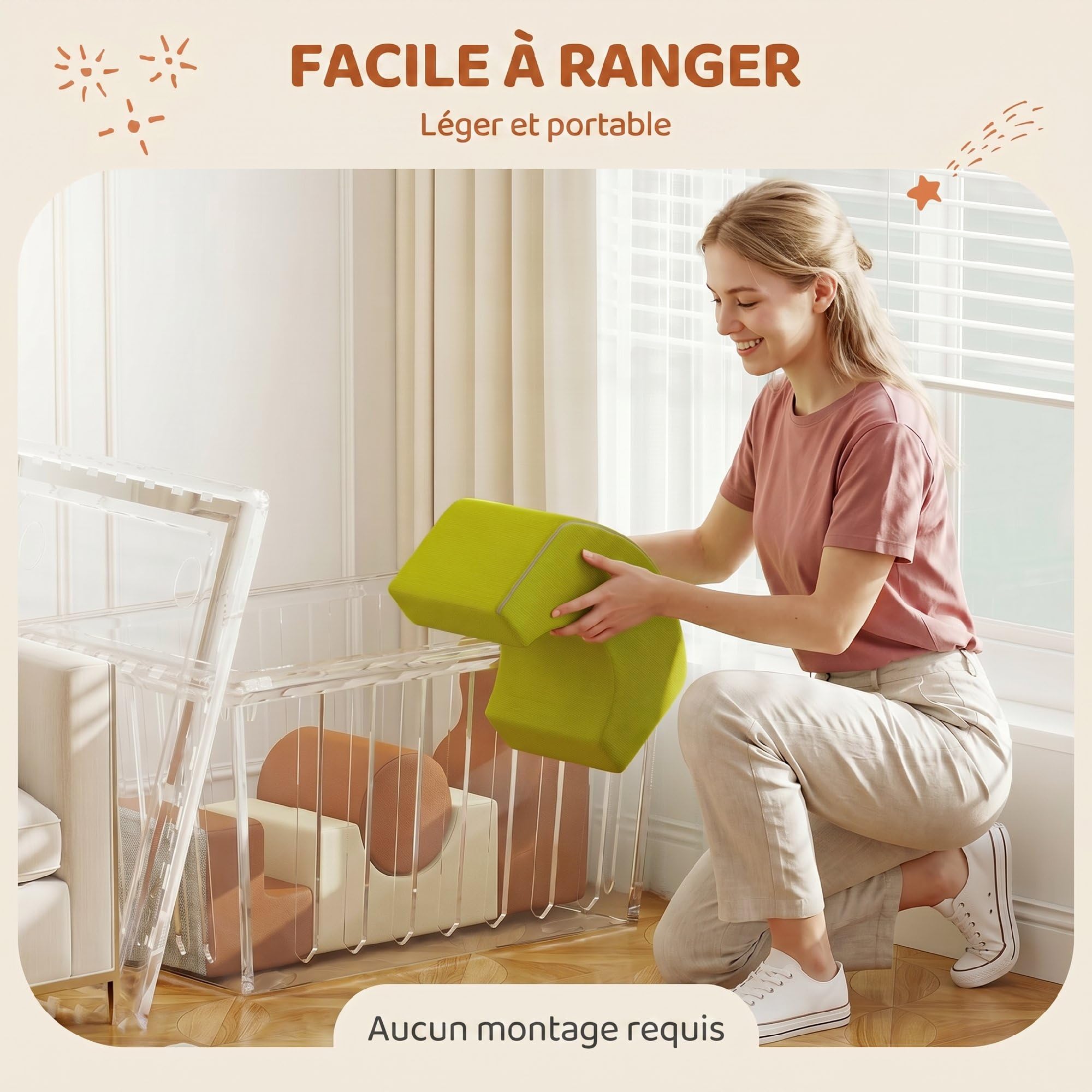 AIYAPLAY Parcours motricité bébé 5PCS Module Mousse Souple Multicolore | Housse Velours Côtelé, Blocs de Construction Éducatifs, Jouets Éducatifs Enfants d'Âge Préscolaire
