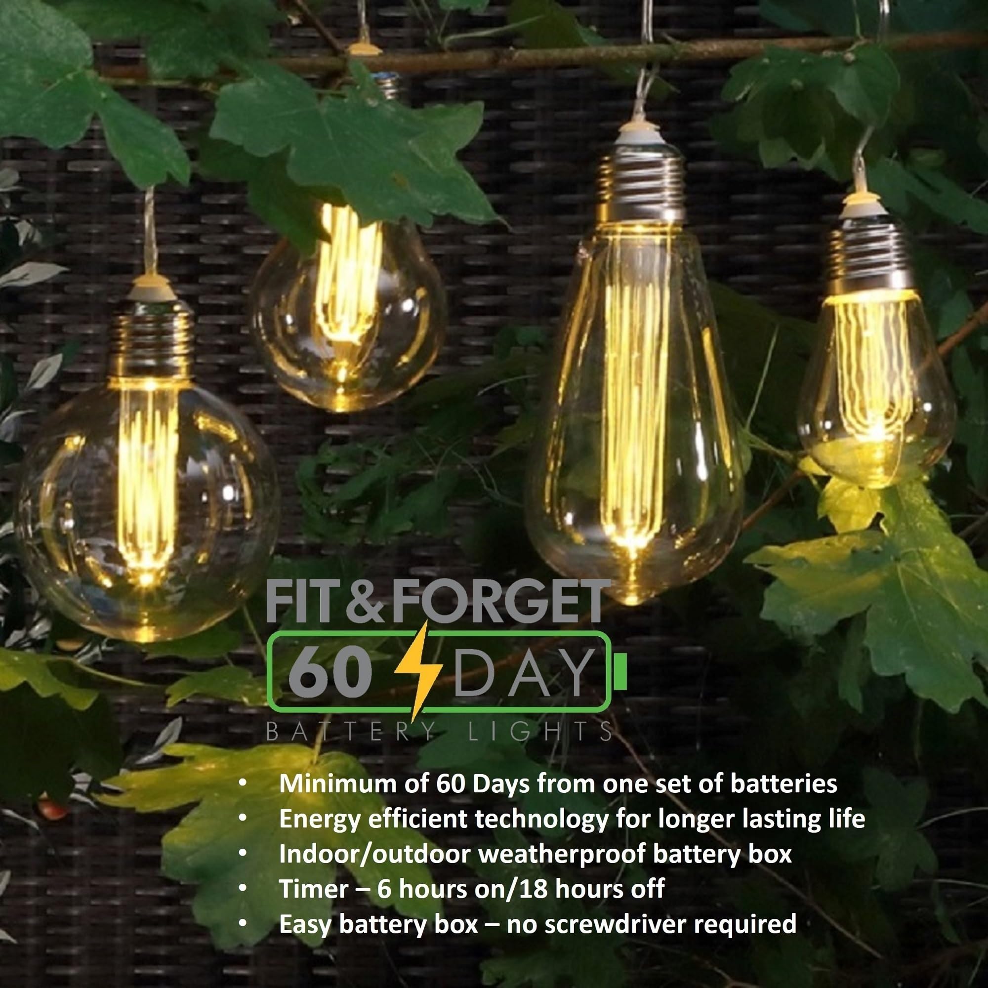 Noma Connectable Edison Festoon Garden Lights, 10 Small Multicolour LED's, 6.8 m - Image 4