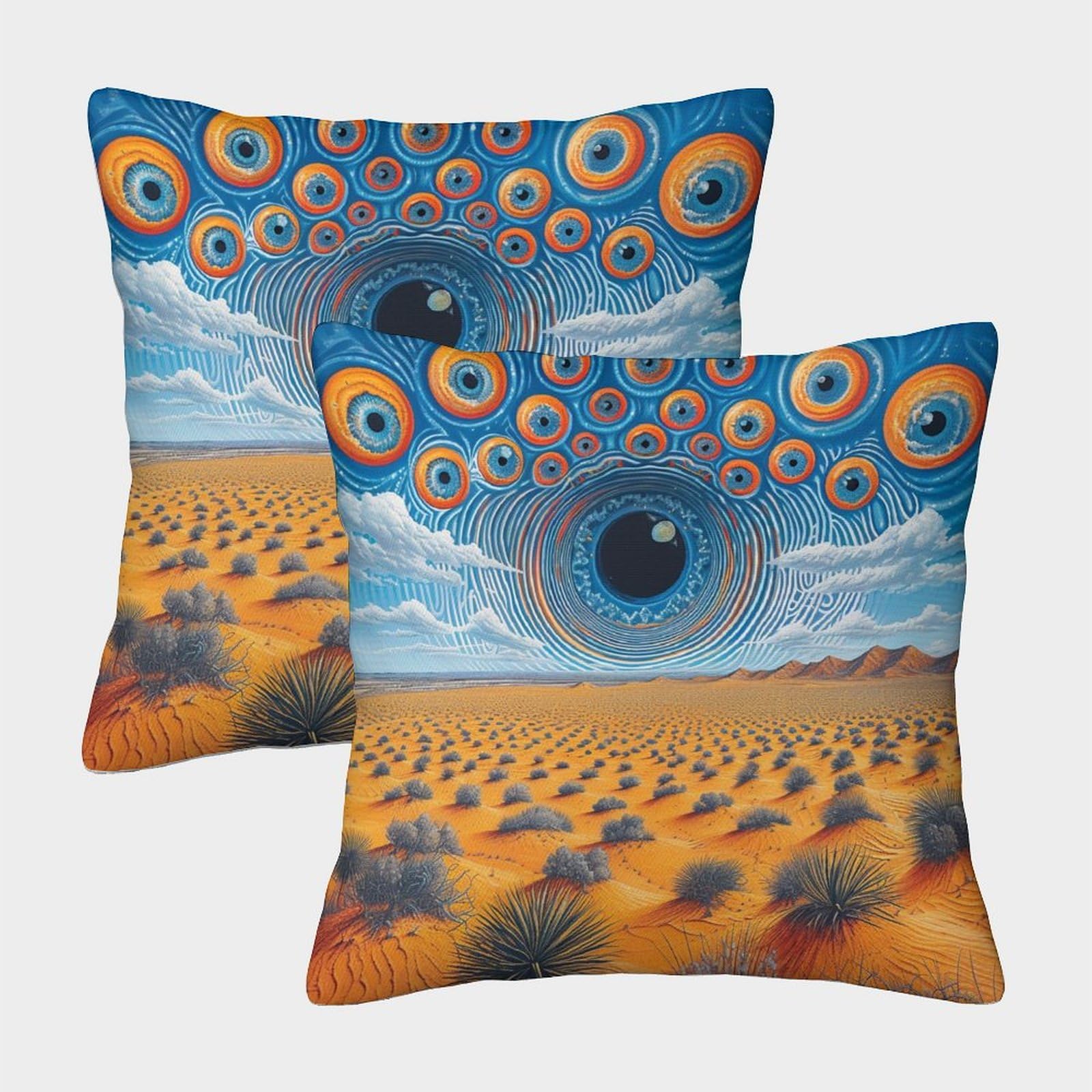 3D Printed Eyes Throw Pillow Covers Abstract Art Square Cushion Cover Decorative Super Soft Pack of 2 for Patio,Couch,Tent,Balcony And Sofa 50x50cm — image 1