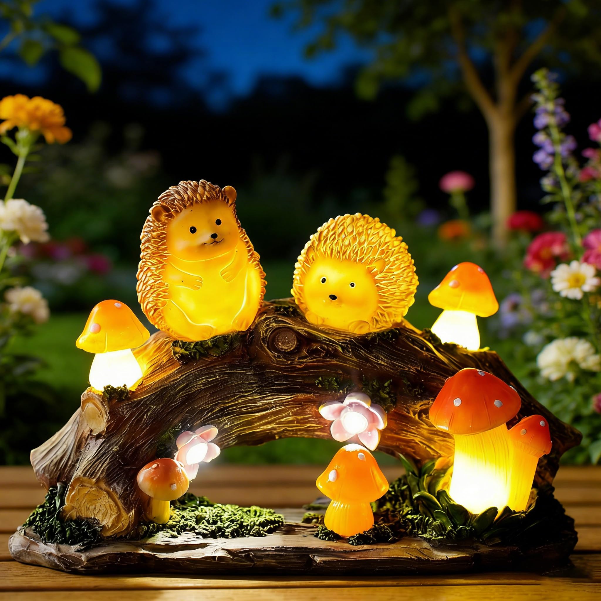 CHUYILEE Solar Fairy Garden Statues,Hedgehogs Fairy Garden Lights House for Fairies Yard Art Sculpture Decoration Accessoriy Outdoor Miniature Garden Outdoor Decor Accessories