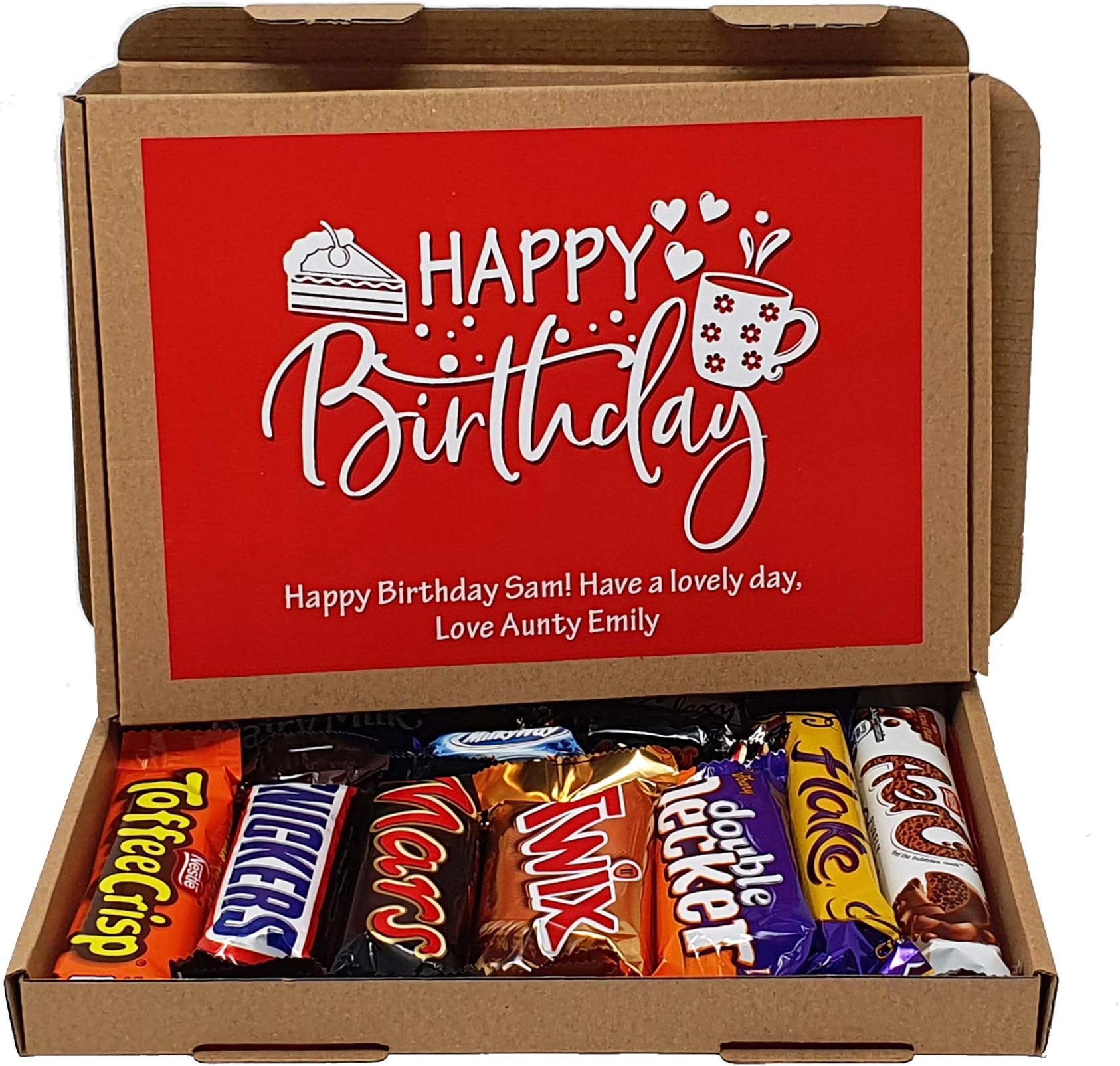 Personalised Birthday Chocolate Treats Box Gift Hamper Sweet Present - Lockdown 2021 - Gift for all ages (Red)