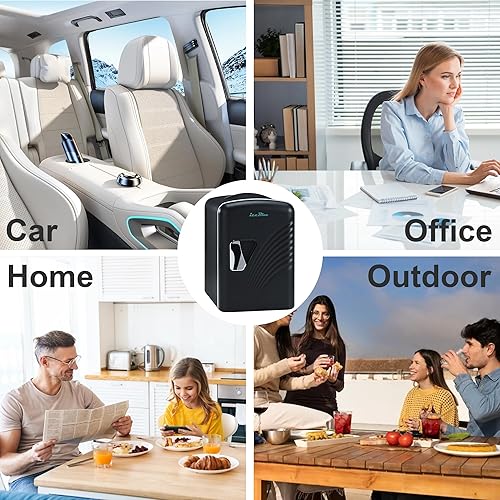 Miniatura 6 de Iceblue Mini refrigerador, refrigerador pequeño retro de 4 litros/6 latas, enchufe de CA y cargador de coche de 12V, refrigerador para productos de