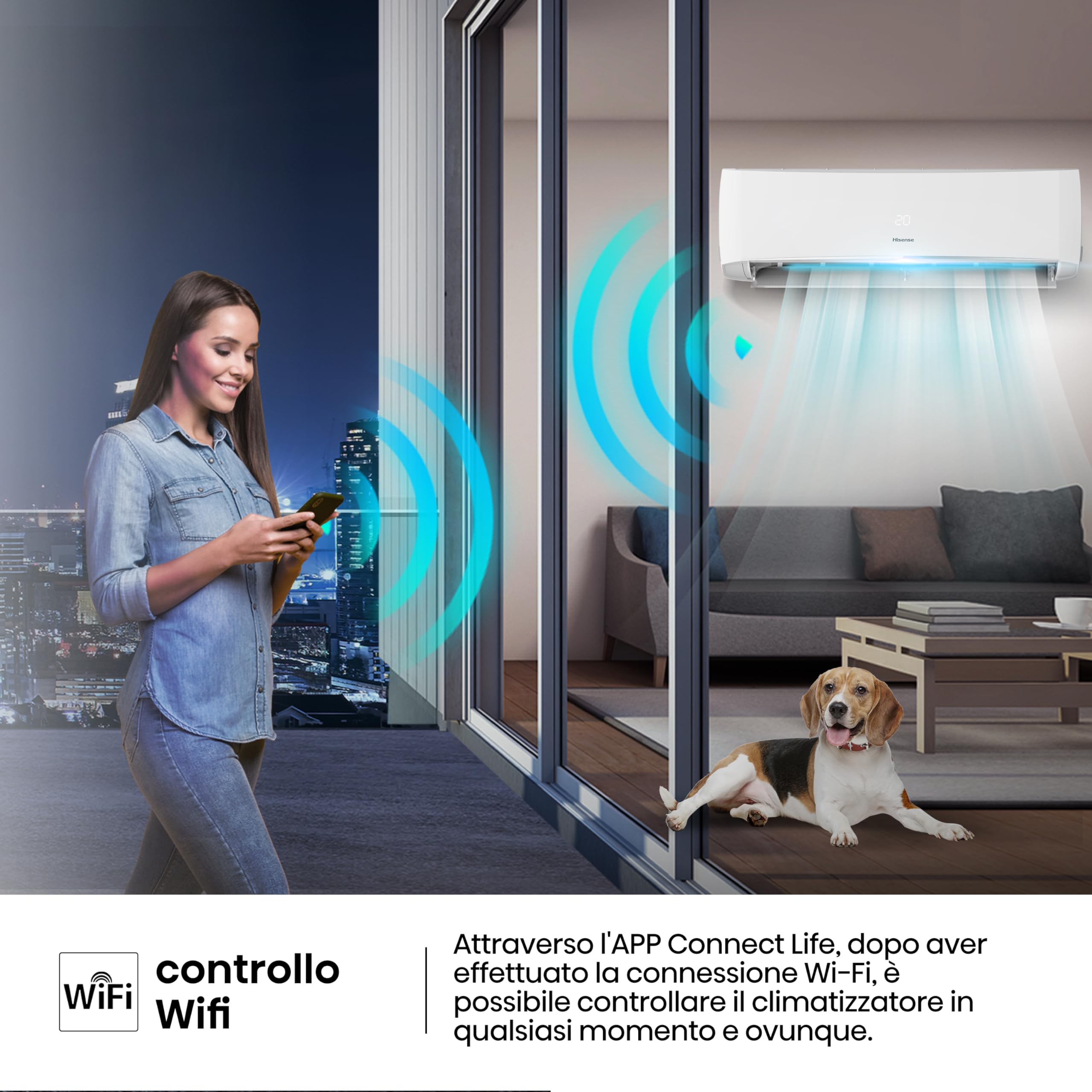 Hisense,Climatizzatore fisso Halo CBYR0906G,Monosplit 9000BTU,Raffrescamento e Riscaldamento(2.6Kw/2.7Kw),Timer 24h, Telecomando[Classe energetica A++/A+], Solo Unità Interna, No Unità Esterna