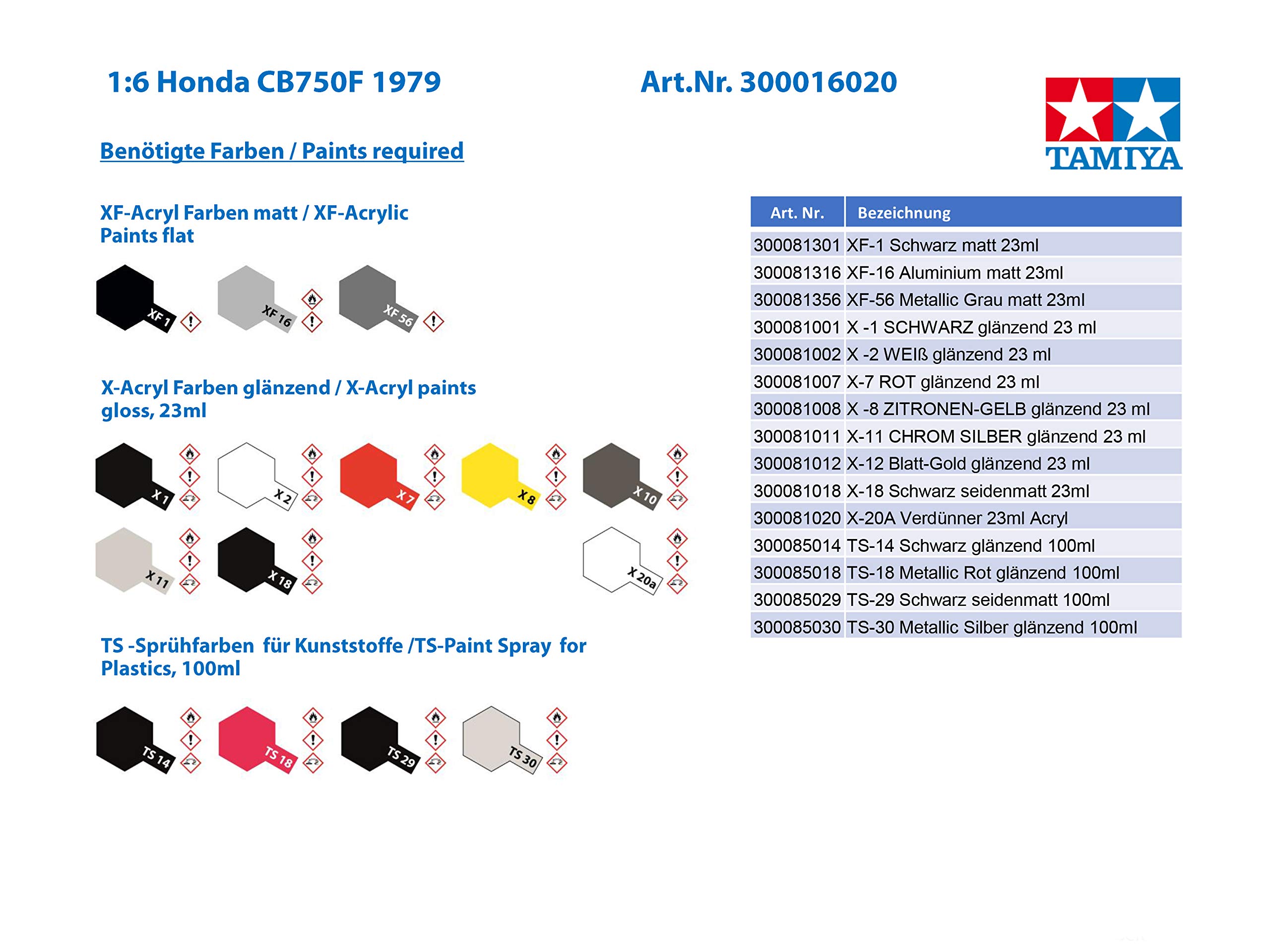 Tamiya 16020 Bike Kit 1:6 Modello Honda CB750F