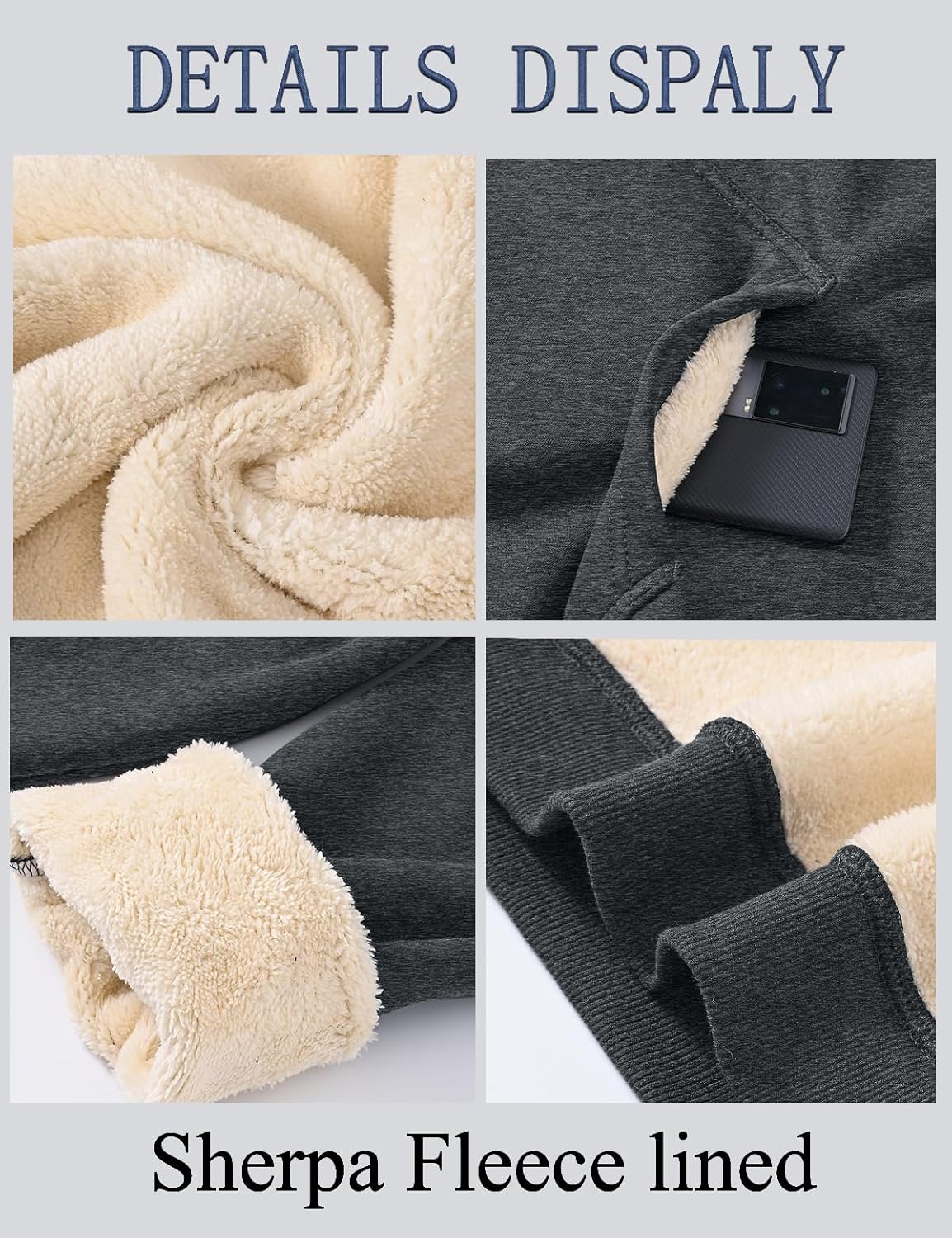 Tansozer Men's Sherpa Pullover Hoodie Heavy Thick Fleece Lined Winter Windproof Warm Athletic Sweatshirts - Image 4