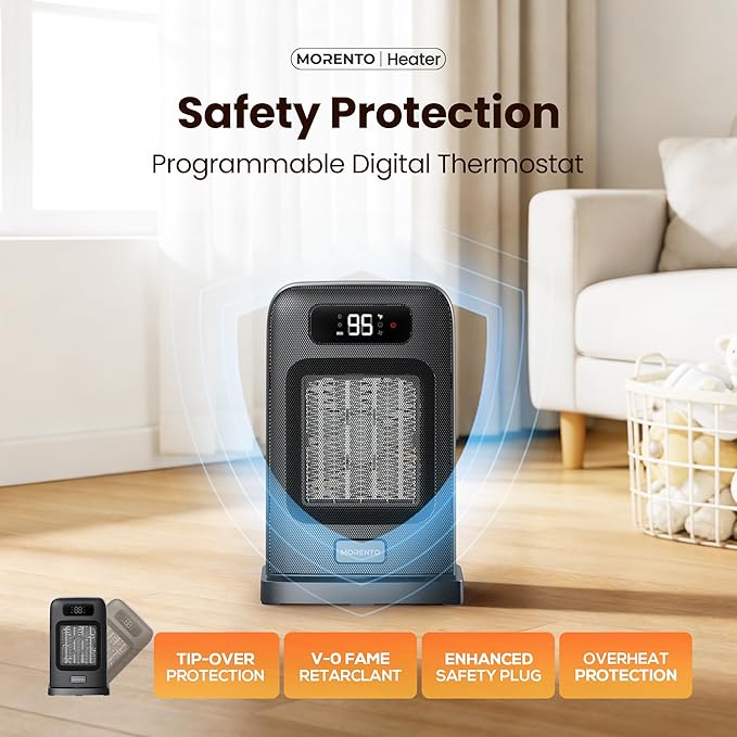 Calefactor Eléctrico Portátil Cerámico 1500W con Termostato y Oscilación miniatura 2