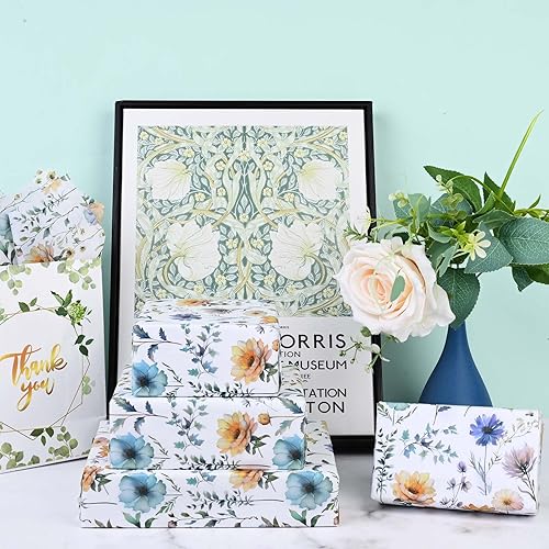 Miniatura 7 de 100 hojas de papel de seda de flores silvestres de 20 x 14 pulgadas para envolver regalos, flores silvestres vintage, papel de seda impreso para