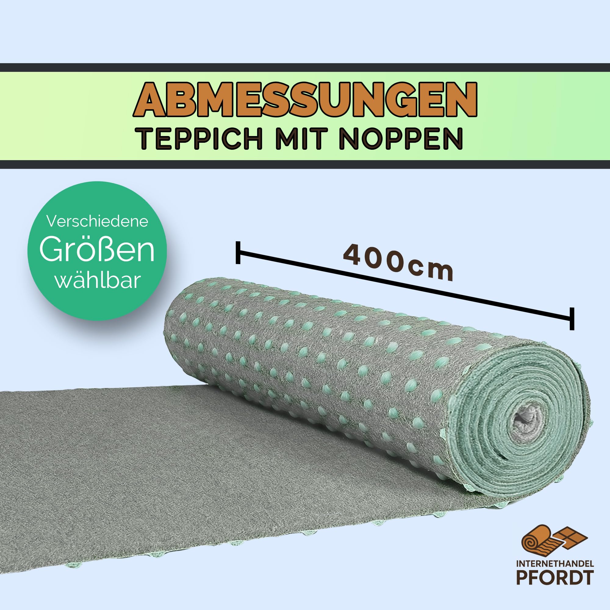 Kunstrasen 350x400 cm Grau, Rasenteppich mit Noppen, Outdoor Teppich wetterfest und pflegeleicht für Balkon, Terrasse und Garten