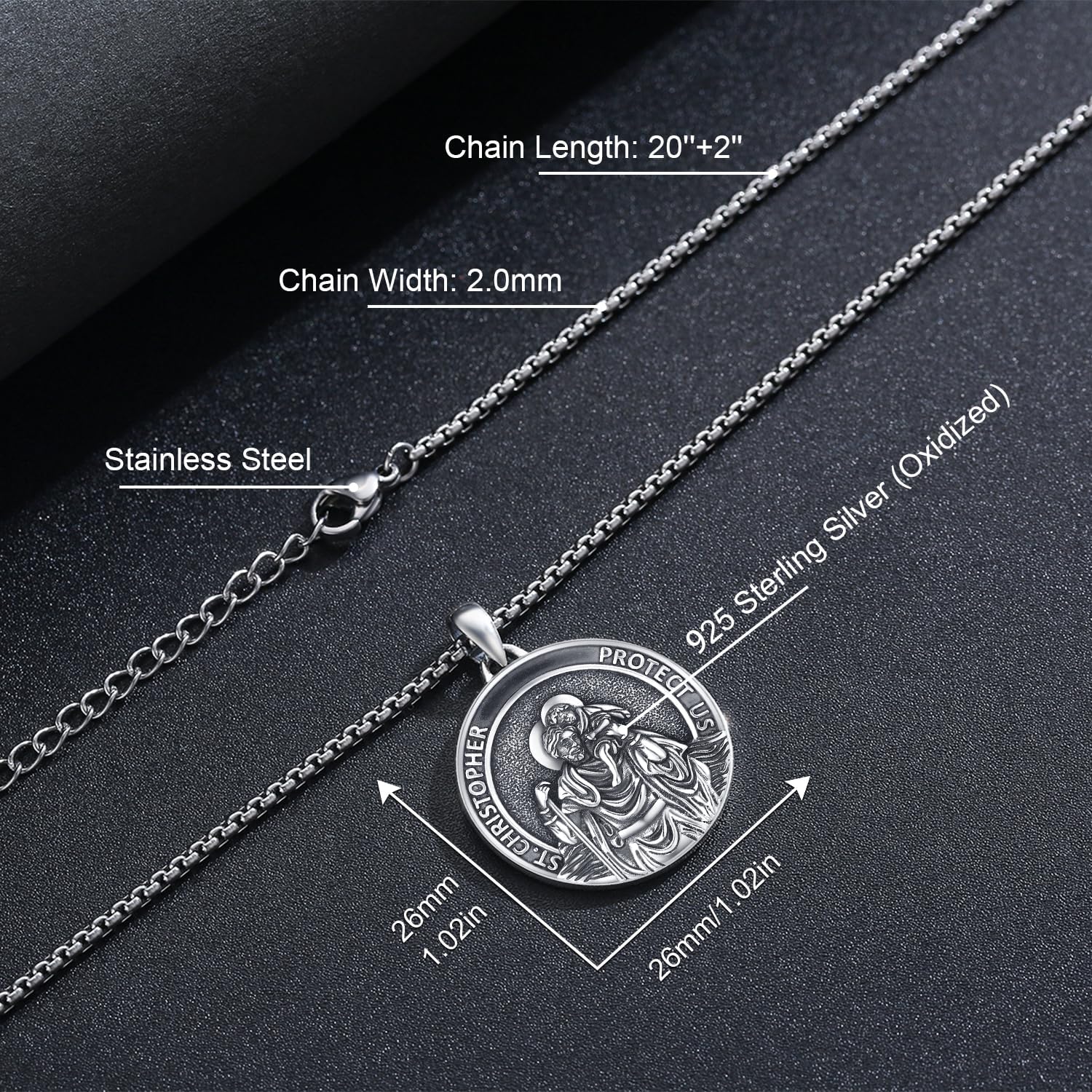 TwoAnts 925 Sterling Silver Patron Saint Medal Necklace Protection Catholic Jewelry Gifts for Men Women - Image 6