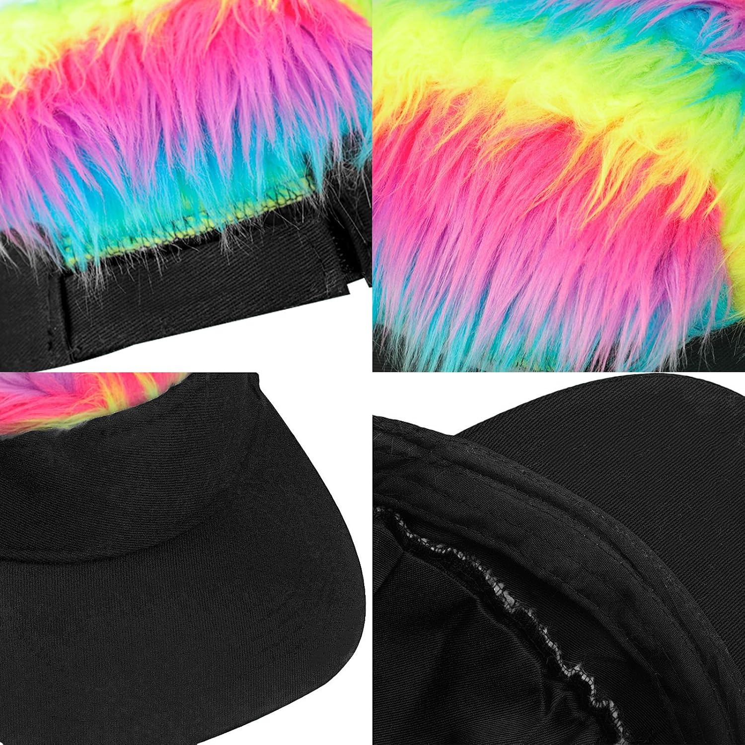 Mens Visor with Hair Fake Hair Funny Hat Adjustable Baseball Cap Novelty Spiked Wig Golf Hat Headwear