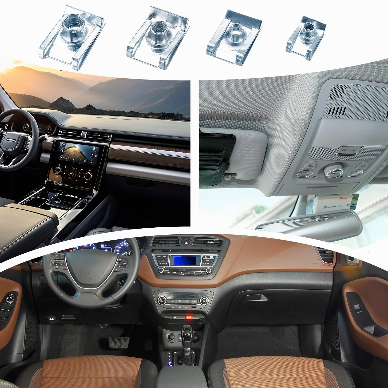 90 Pz U Clip Fissaggio Auto, Dadi a Clip a U e Bulloni Viti Autofilettanti per Parafanghi, Vite per Autoveicoli, Kit di Clip per Dadi in Lamiera di Metallo per Carrozzeria Pannelli Auto Carene