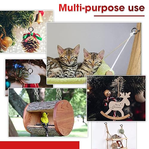 Miniatura 5 de 16 ojales de tornillo, ganchos negros de 2.56 pulgadas, tornillo autorroscante, perno de ojo resistente para cables de sujeción de madera, soporte