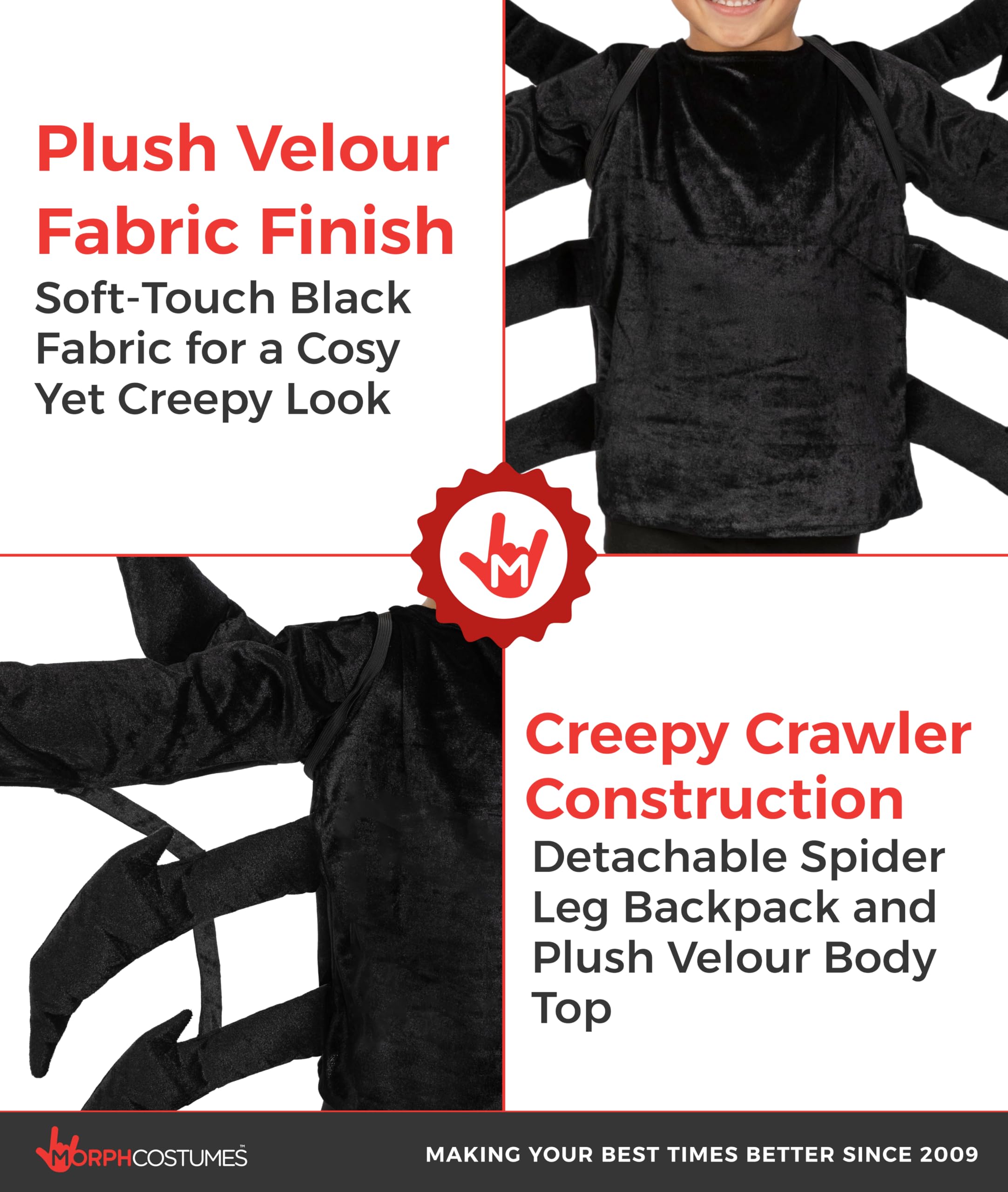 Morph Deguisement Araignee Enfant, Déguisement Araignée Enfant, Déguisement Nature, Costume Insecte, Deguisement Araignee Garcon, Costume Halloween Garcon, Carnaval