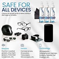 Vista 5 de Purity Limpiador de lentes de gafas en espray Kit - 3 botellas de 8 onzas de limpiador de lentes en spray + 2 paños de microfibra para limpieza