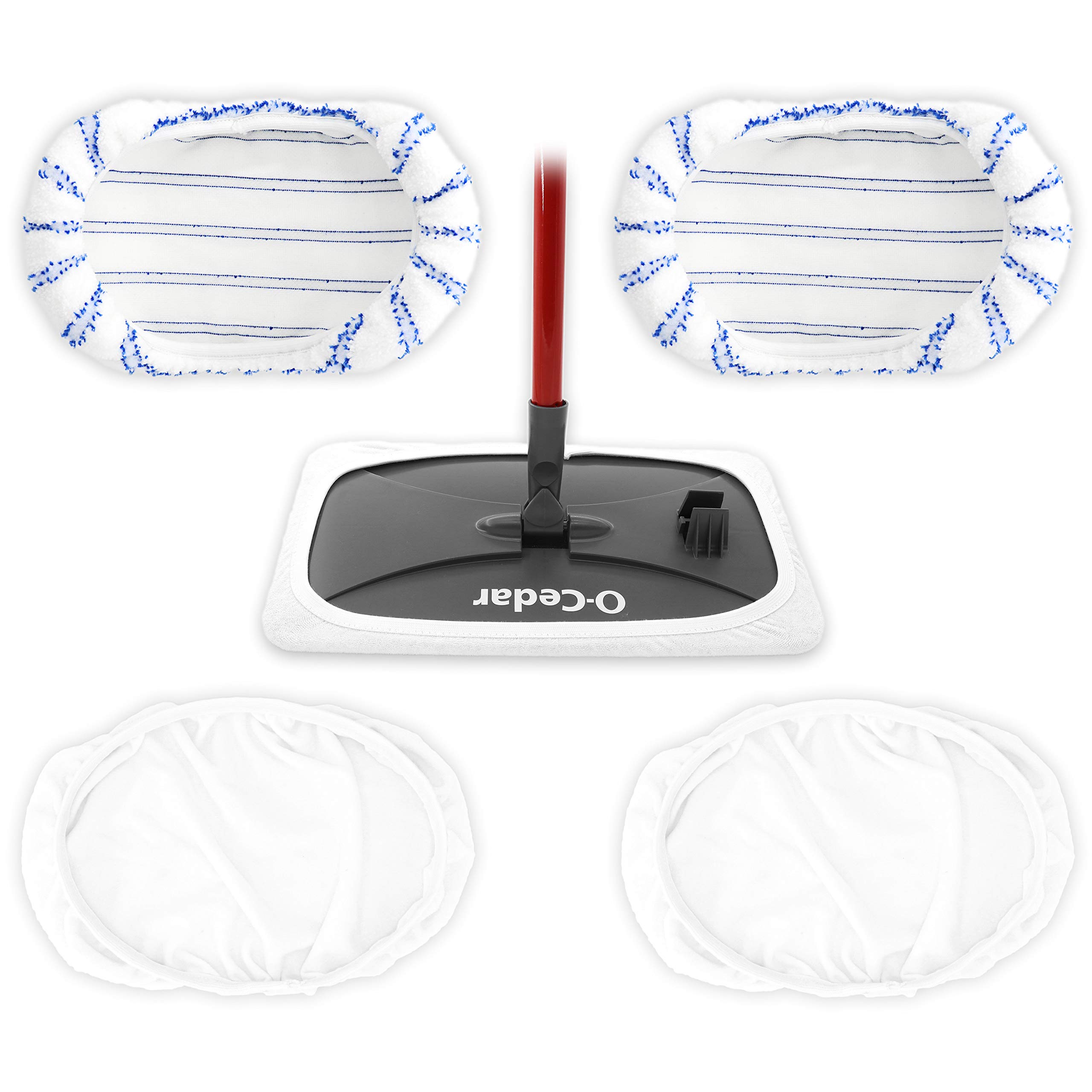 Cotton Terrycloth and Chenille Mop Refill Compatible with O-Cedar Hardwood Floor 'N More, Mop Head Replacement Compatible with ShMop and all 15*8” Flat Mops – 4PCS (2 cotton + 2 microfiber mop pads)