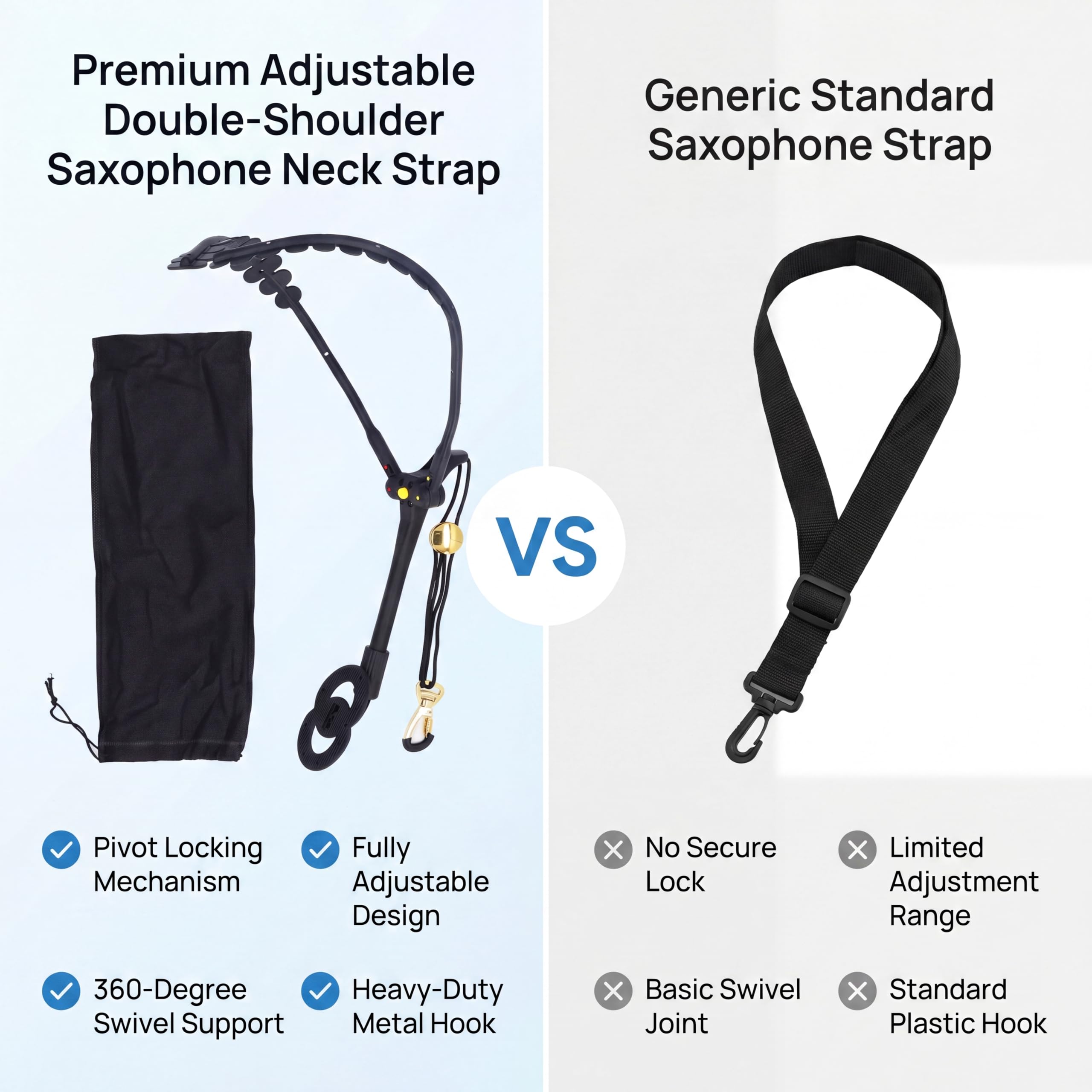 Double Bandoulière pour Saxophone, Sangle de Cou Réglable pour Saxophone Alto Tenor, pour la Pratique Quotidienne, les Performances sur Scène
