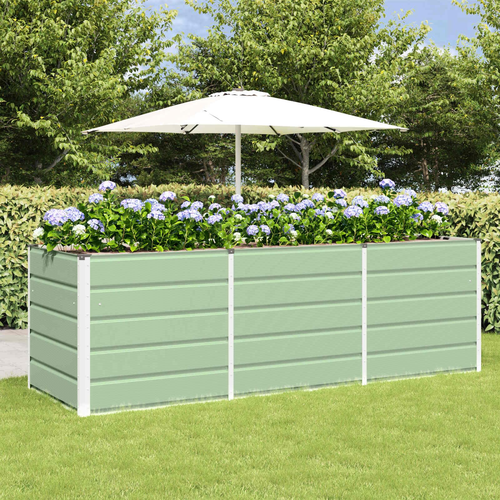 Pflanzkübel Grün aus Stahl, 240 x 80 x 75 cm, frostfest und robust, vielseitig für Garten, Balkon, Terrasse und Indoor, mit Drainage und Bewässerung für optimale Pflanzenpflege