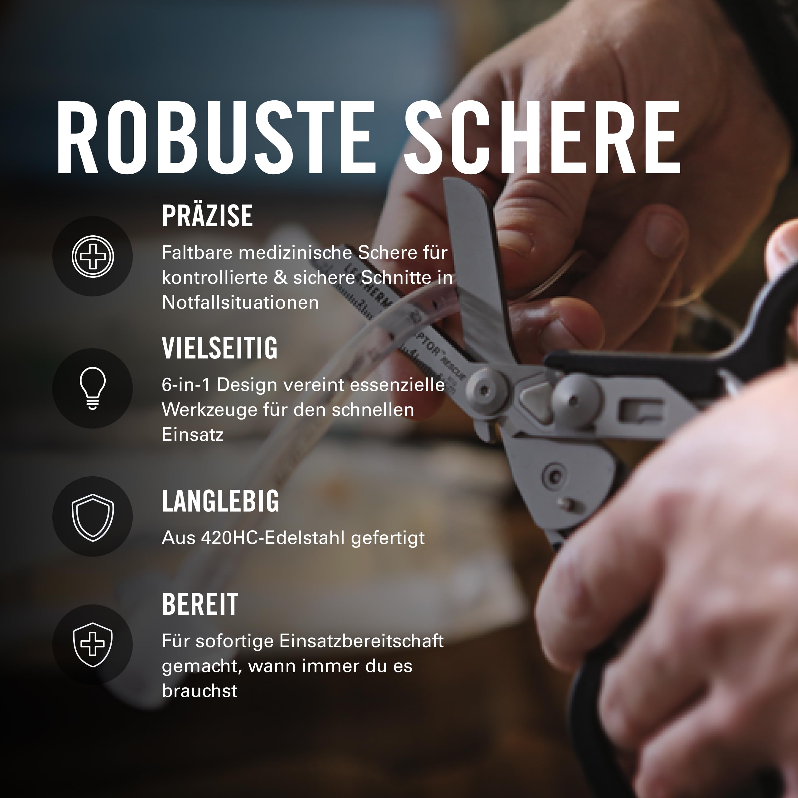 LEATHERMAN Raptor Rescue Notfallschere gelb und blau | Klappschere mit Gurtschneider & Glasbrecher, Für Profis, Sanitäter, Feuerwehr