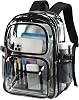 Mochila abshoo Grande Resistente Transparente para Escuela, Bookbag Transparente, Multibolsillos (Negro) 3