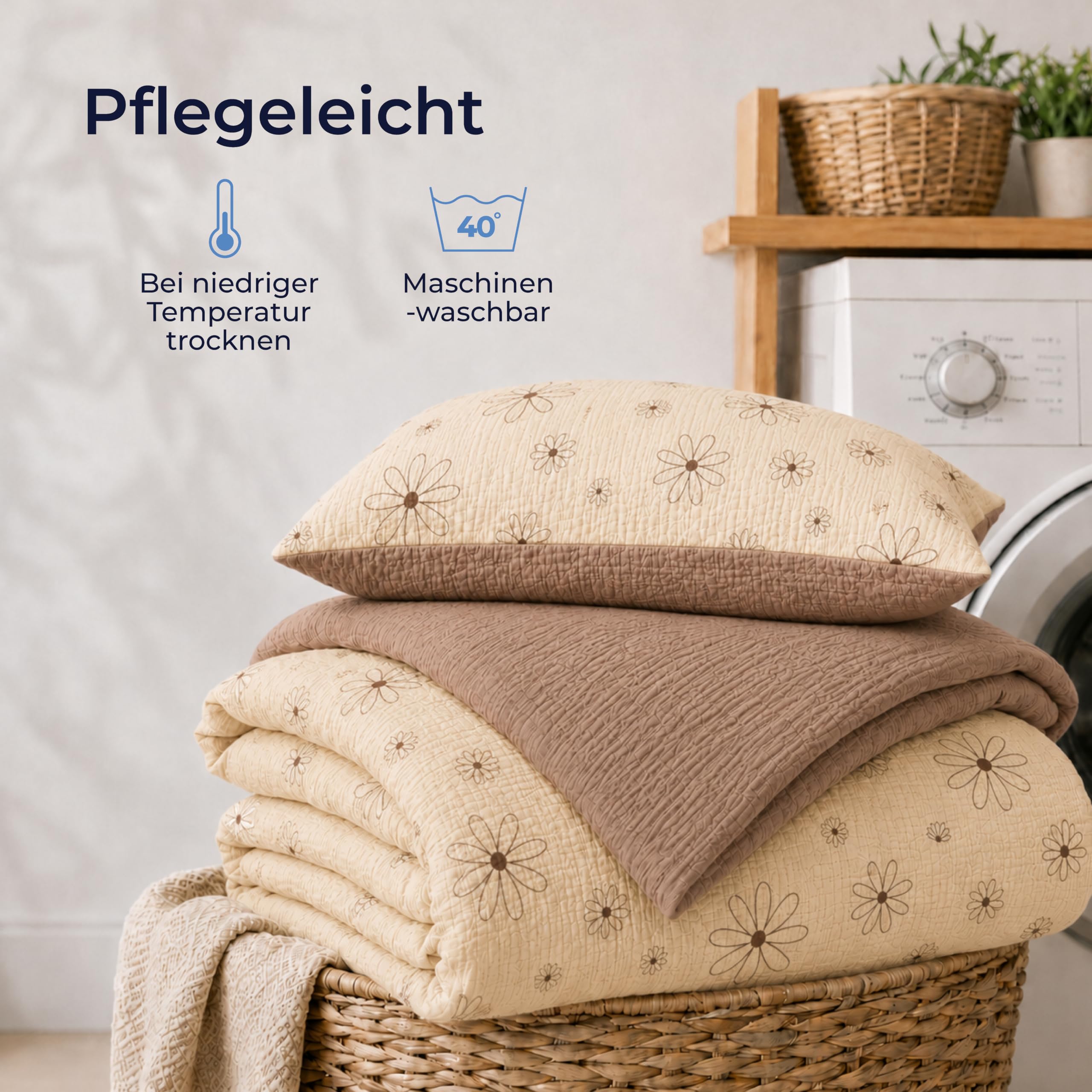 Dreamzie Kinderbettwäsche 135x200 Musselin 100% Baumwolle - Blumenmuster