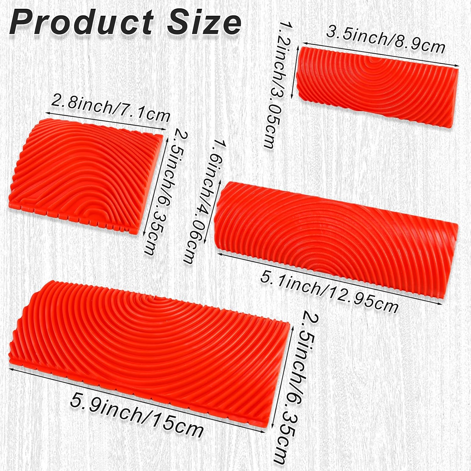 5 Pcs Wood Graining Tools, Soft Rubber Wood Graining Knurling Tool DIY Painting Look Like Natural Wood Grain Brushes Wood Pattern Faux Wood Texture for Decorative Painting image 2