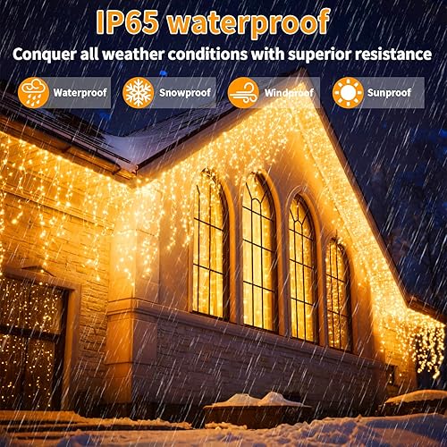 Miniatura 6 de Luces solares de Navidad para exteriores de 66 + 16 pies, 660 luces LED de carámbano para exteriores con 8 modos recargables conectables y