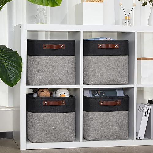 Miniatura 6 de DULLEMELO Paquete de 4 cestas plegables de 11 x 11 x 11 pulgadas + 6 cestas pequeñas de 11.8 x 7.9 x 5.1 pulgadas (negro y gris)