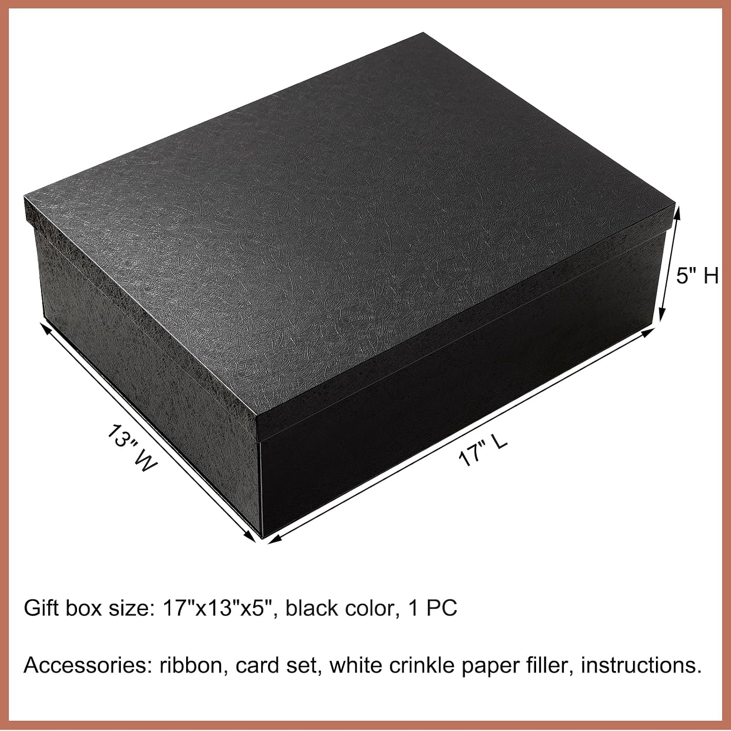 Mefleet 17x13x5 Inches Large Gift Box with Lid for Presents Black 1 Pack image 2
