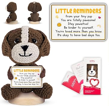 Gossby Positive Dog Crochet - Little Reminders from Tiny PUP - Inspirational Gift for Women, Men - Christmas, Birthday, Emotional Support, Positive Dog Lover Gift for Friend, Coworker, Teacher, Mom