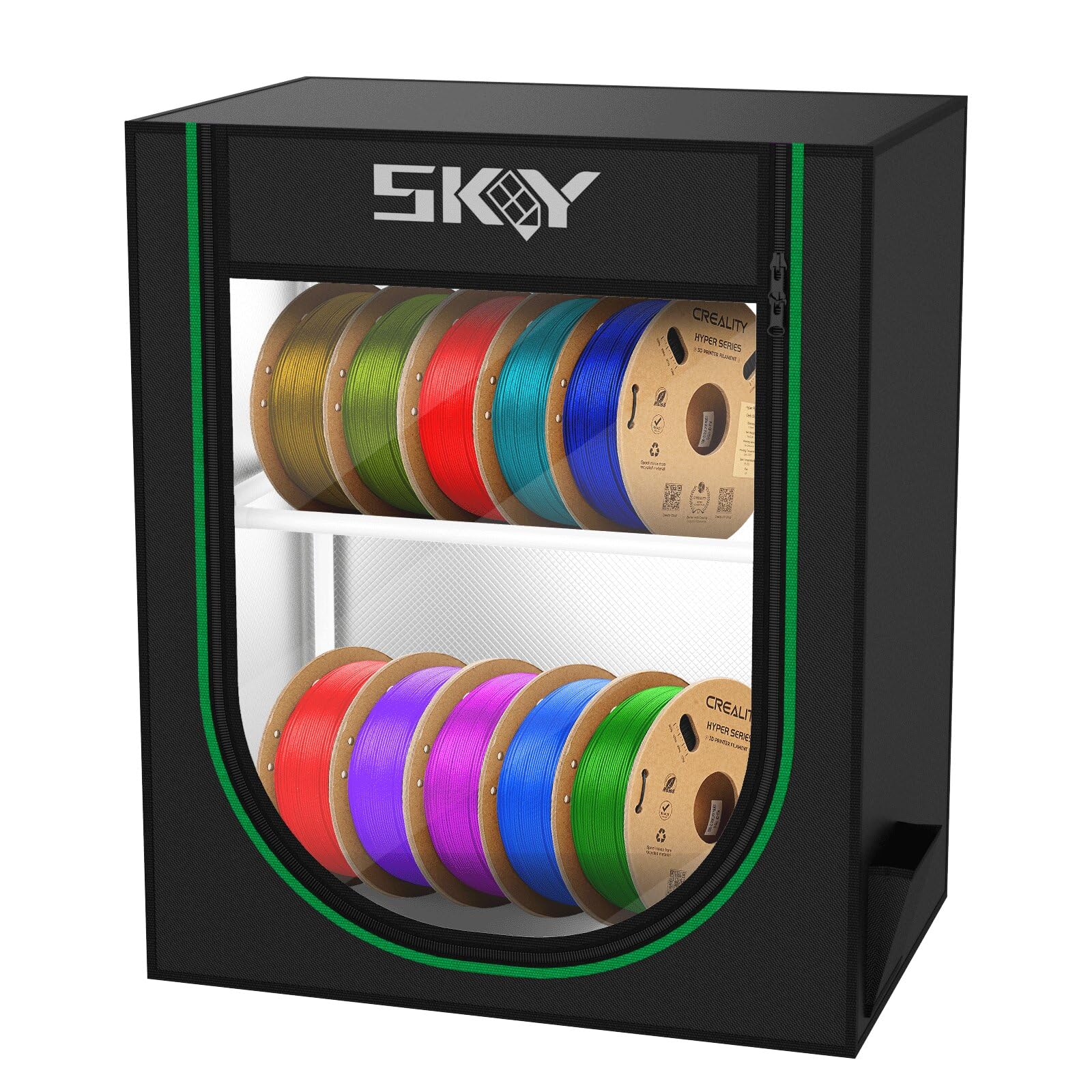 Skouphy 3D Printer Filament Storage Box, 2-Tier Storage Shelves for 3D Printing Business, Studio, Office Workshop -10 Rolls