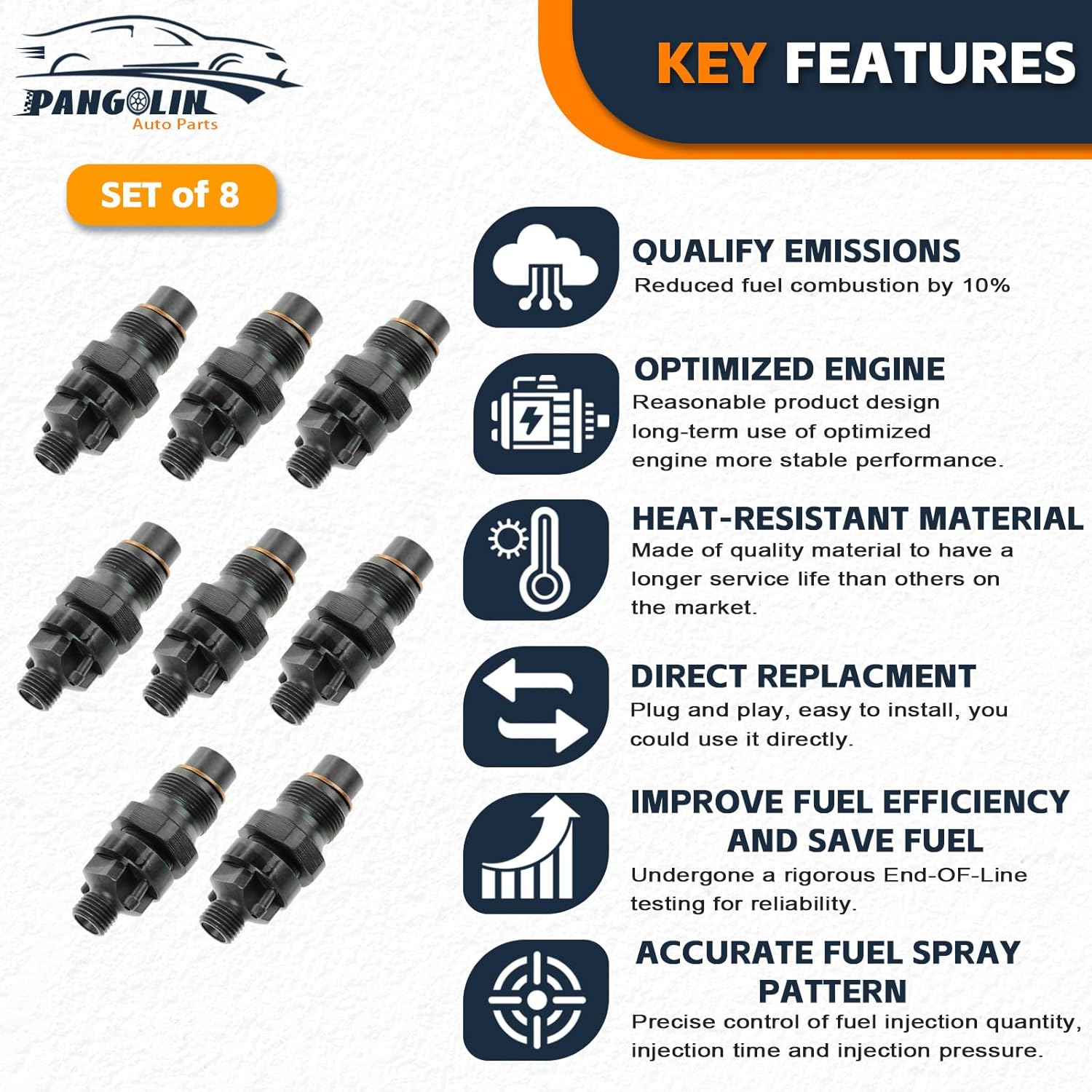 PANGOLIN 0432217275 Fuel Injector Fuel Injector Nozzle 8PCS for 89-01 GM Chevy 6.2L 6.5L (2021) Diesel Aftermarket Parts